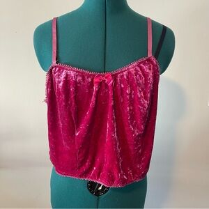 Whimsygoth Coquette Crushed Velvet pink tank XL grunge